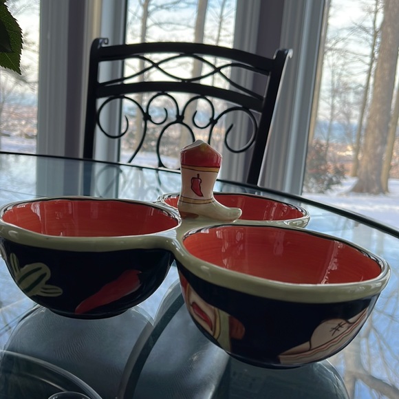 Clay art 3 bowl condiment tray - Picture 3 of 6